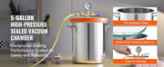 Load image into Gallery viewer, SucceBuy 3/5 Gal Upgraded Tempered Glass Lid Vacuum Degassing Chamber 304 Stainless Steel for Stabilizing Wood, Resin Degassing