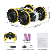 Load image into Gallery viewer, Amocart Blue/Yellow Amphibious RC Car Boat 2.4GHz 12 km/h Electric Remote Control 360° Rotating Stunt Car Water Beach Pool Toys