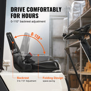 Bild in Galerie-Viewer laden, SucceBuy Universal Forklift Seat Fold Down Tractor Seat with Adjustable Angle Back and Micro Switch Comfortable Forklift Seat
