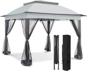 Load image into Gallery viewer, Customizable 13x13 Pop Up Gazebo with Mesh Netting, Easy Set up Outdoor Gazebo Easy Up Screened Canopy for Patio and Backyard