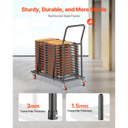 Bild in Galerie-Viewer laden, Amocart 300LBS Folding Chair Rack Cart L-shape Horizontal Placement with Rubber Wheels Metal Chair Storage Dolly for 25 Chairs