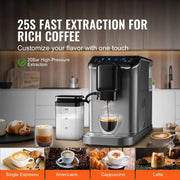 Load image into Gallery viewer, SucceBuy Automatic Espresso Machine Coffee Latte Machine with Color Touch Screen 15 Grinding Levels and Removable Milk Reservoir - AMOCART