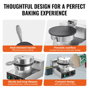 Load image into Gallery viewer, SucceBuy Electric Ice Cream Cone Maker Commercial Non-Stick Stainless Steel Egg Roll Mold with Temperature and Time Control