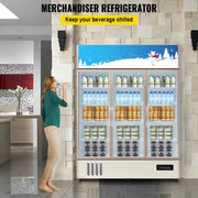 Load image into Gallery viewer, SucceBuy Triple Swing Door Commercial Refrigerator Display Fridge Upright Beverage Cooler Glass Door with LED Light
