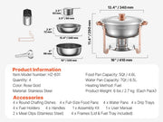 Load image into Gallery viewer, SucceBuy 4 Pack Chafing Dish Buffet Set Stainless Steel Chafer w/4 Full Size Pan Round Catering Warmer Server for Party Banquets