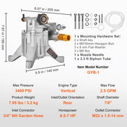 Load image into Gallery viewer, SucceBuy Pressure Washer Pump 7/8" Shaft Vertical 3400PSI 2.5GPM Replacement Power Washer Pumps Compatible with Honda, Simpson