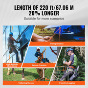 Charger l'image dans la visionneuse de galerie, Amocart 220ft Dual-Weave Polyester Rope 48-Strand Outdoor Accessories Emergency Cord for Camping Swinging Rappelling Rescue