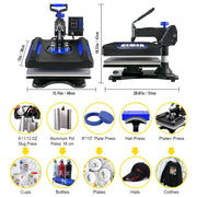Load image into Gallery viewer, SucceBuy 5/8in1 15x15"/12x15"Dual-tube Heating Insulation Cotton Heat Press Sublimation Machine 360°Swing Design for Tshirts Etc