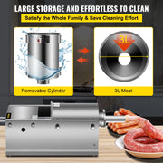 Load image into Gallery viewer, SucceBuy 3L Horizontal Sausage Stuffer Manual Sausage Maker Stainless Steel With 5 Filling Nozzles For Home & Commercial Use - AMOCART