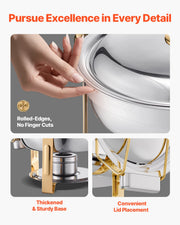 Load image into Gallery viewer, SucceBuy 4 Pack Chafing Dish Buffet Set Stainless Steel Chafer w/4 Full Size Pan Round Catering Warmer Server for Party Banquets