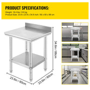 Load image into Gallery viewer, SucceBuy Stainless Steel Kitchen Work Bench Commercial Catering Table Worktable w/Undershelf 330LBS 286LBS for Restaurant Garage