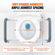 Load image into Gallery viewer, SucceBuy Raised Toilet Seat 3.5" Height Raised 300 lbs Weight Capacity for Standard Round Toilet Aluminum Handrail - AMOCART