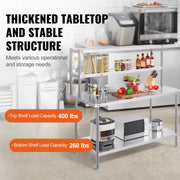 Load image into Gallery viewer, SucceBuy Stainless Steel kitchen worktable Overshelf with Height Adjustable Overshelf Prep Work Table for Kitchen Restaurant