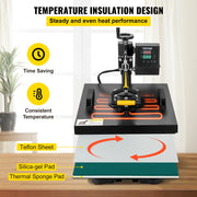 Load image into Gallery viewer, SucceBuy 2In1 Heat Press Machine 38*38CM Multifunctional 360° Swing-Away Digital Sublimation Printer Transfer DIY T-shirt Cap