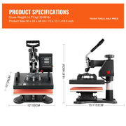 Load image into Gallery viewer, SucceBuy 12x10 In Dual Digital Heat Press Machine 650W Swing Away 360 Degree Rotation Transfer Sublimation Printing for T-Shirt