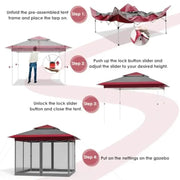 Load image into Gallery viewer, Pop Up Gazebo Tent Outdoor Easy Set-up Folding Shelter with Netting Metal Fe Sned House Shade Vented for Patio Lawn Party Bac