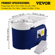 Load image into Gallery viewer, SucceBuy Electric Pottery Wheel Machine 28cm 350W Manual Handle Foot Pedal for School Ceramic Clay Working Forming DIY Art Craft