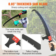 Charger l'image dans la visionneuse de galerie, Amocart Manual Pole Saw Extendable Tree Pruner Steel Blade for Branches Trimming with Lightweight Aluminum Alloy Handle