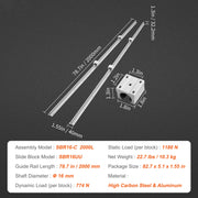 Load image into Gallery viewer, SucceBuy 2PCS Linear Guide Rails SBR12 SBR16 SBR20 SBR25 800-2200mm & 4PCS UU Bearing Blocks Smooth Motion DIY Mills CNC Parts