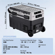 Load image into Gallery viewer, SucceBuy 40/50/58L Portable Car Refrigerator 12VoltCar Refrigerator Fridge Dual Zone Portable Freezer Compressor Cooler for Home