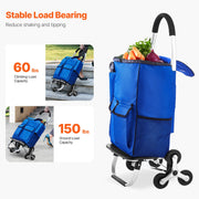 Load image into Gallery viewer, SucceBuy 36L Folding Shopping Cart Stair Climbing Handcart with Wheels & Oxford Cloth Bag Hand Truck for Grocery Laundry Storage - AMOCART