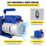 Load image into Gallery viewer, SucceBuy 3CFM 1/4HP Single Stage Air Vacuum Pump HVAC R134a R12 R22 R410a A/C Refrigeration Kit AC Manifold Gauge R134 Can Tap