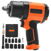 Load image into Gallery viewer, Amocart Lightweight 4.6 lb Design Pneumatic Impact Gun with 11-PCS 1/2-Inch Drive CR-V Steel Impact Socket Set & Carrying Case