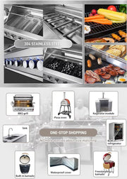 Charger l'image dans la visionneuse de galerie, Cuisine d'extérieur de luxe moderne sur mesure en acier inoxydable 304, barbecues noirs avec toit pour camping, jardin, piscine, usage commercial