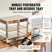 Load image into Gallery viewer, SucceBuy 2-Tier Commercial Food Warmer Display 800W Display Warmer 86℉~185℉Temperature 58L Hamburger Pizza Bread Fried Chicken - AMOCART