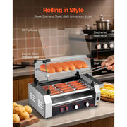 Load image into Gallery viewer, SucceBuy Hot Dog Roller 12/18/30 Hot Dog 5/7/11 Rollers Stainless Steel 750-1600W with Dual Temp Control Removable Shelf & Tray