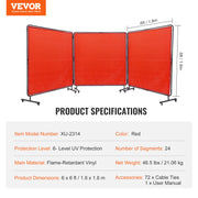 Load image into Gallery viewer, SucceBuy Welding Screen with Frame 6' x 8' Flame-Resistant Vinyl 3 Panel Welding Curtain Screens 12 Swivel Wheels for Workshop
