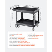 Load image into Gallery viewer, SucceBuy 550 lbs Utility Service Cart Two-Shelf Plastic Hand Dolly Cart with 360° Swivel Wheels for Warehouse Garage Cleaning - AMOCART