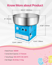 Load image into Gallery viewer, SucceBuy Electric Cotton Candy Machine 1000W Commercial Candy Floss Maker with Stainless Steel Bowl for Birthday Family Party