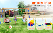 Charger l'image dans la visionneuse de galerie, SucceBuy Swing Sets for Backyard 600lbs Capacity Swing Set with 1 Saucer Swing Seat 2 Belt Swing Seats Swingset Outdoor for Kids