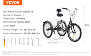 Load image into Gallery viewer, SucceBuy 20inch 7 Speed Adult Tricycles Bike Adult Trikes 3-Wheeled Bicycles Carbon Steel Cruiser Bike with Basket