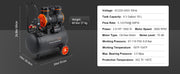 Charger l'image dans la visionneuse de galerie, Amocart Silent Air Compressor 900W 1450W 1800W Quiet Oil-free Portable Air Pump for Repair Tire Inflation Whisper Compressor
