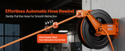 Load image into Gallery viewer, SucceBuy Retractable Air Hose Reel Auto Rewind Air-Compressor Hoses Reel with 5 ft Lead in Ceiling/Wall Mount Steel Double Arm