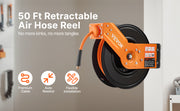 Load image into Gallery viewer, Amocart Retractable Air Hose Reel 50FT Rubber Air Compressor Hose Reel Auto-Rewind w/ 5FT Lead in Ceiling Wall-Mounted Air Hose