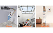 Load image into Gallery viewer, Amocart Attic Ladder Foldable 350pound 22.5" x 63" Multi-Purpose Aluminium Extension Light Fits 9.5'-12' Ceiling Heights