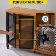 Bild in Galerie-Viewer laden, Amocart 47/55inch Industrial Bar Cabinet Wine Bar Cabinet Table with Wine Rack & Glass Holder for Dining Living Room Rustic Oak