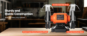 Charger l'image dans la visionneuse de galerie, Amocart Bench Grinder 8-inch Single Speed Bench Grinder with Induction Motor Adjustable Eye Shield for Fast Sharpening Grinding