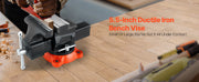 Load image into Gallery viewer, Amocart 5/5.5/8" Bench Vise with 360° Swivel Locking Base Vise with Anvil Jaw Width Multipurpose Vise for Clamping Round Pipe