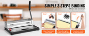 Charger l'image dans la visionneuse de galerie, Amocart Binding Machine Comb Binding Machine 21Holes Binding 450 Sheets Book Binder Machine with 100 PCS 3/8'' Comb Binding Spines