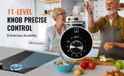 Bild in Galerie-Viewer laden, SucceBuy 12 inch Electric Cooktop 2 Burners Built-in Electric Stove Top Ceramic Top Radiant Cooktop w/ Glass Panel Knob Control