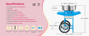 Bild in Galerie-Viewer laden, Amocart Electric Cotton Candy Machine with Cart Commercial Candy Floss Maker with 20.5 in Stainless Steel Bowl, Sugar Scoop