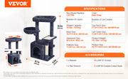 Bild in Galerie-Viewer laden, Amocart Cat Tree for Indoor Cats Cat Tower with Cat Condo Sisal Scratching Post HammockTop Perch Jumping Platforms Dark Grey