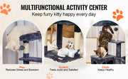 Bild in Galerie-Viewer laden, Amocart Cat Tree for Indoor Cats Cat Tower with Cat Condo Sisal Scratching Post HammockTop Perch Jumping Platforms Dark Grey