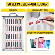 Bild in Galerie-Viewer laden, Amocart 36 Slots Cell Phone Cabinet Silver Aluminum Alloy Pocket Chart Wall Mounted Storage Locker Box for Classroom Office Gym