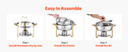 Load image into Gallery viewer, Amocart 4 Pack Chafing Dish Buffet Set Stainless Steel Chafer w/4 Full Size Pan Round Catering Warmer Server for Party Banquets