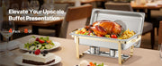 Bild in Galerie-Viewer laden, SucceBuy 8 Qt 2 4 Pack Chafing Dish Buffet Set Stainless Steel Chafer with 4 Full Size Pans Rectangle Catering Warmer Server